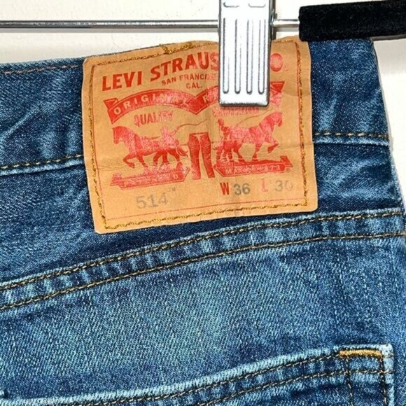 514™ STRAIGHT FIT LEVI S FLEX MENS JEANS Medium Wash Sz 36 30 - Picture 8 of 9